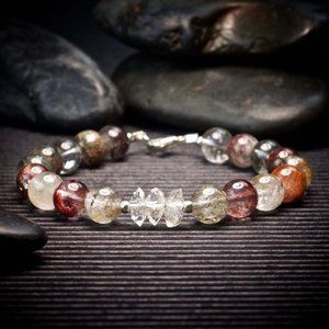 Phantom Quartz and Herkimer Diamond Bracelet - Handmade to Order